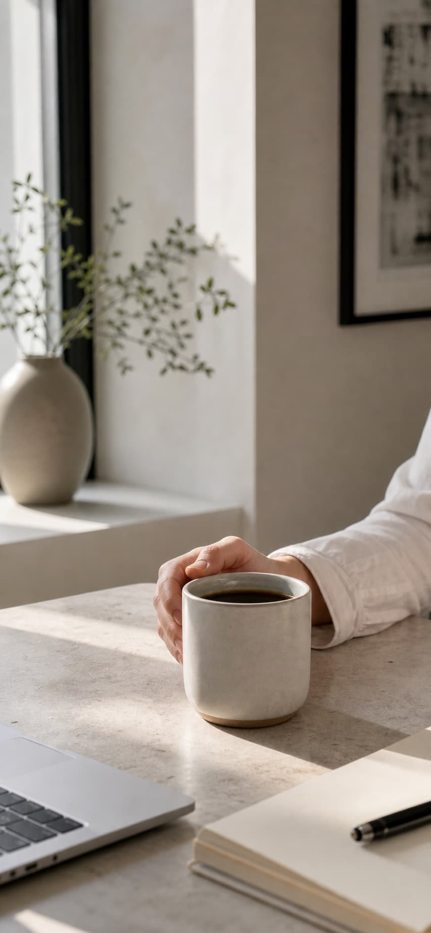 Calm morning coffee ritual